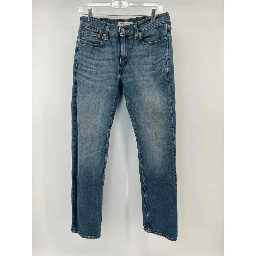 Signature by Levi Strauss Straight Jeans Mens 30x30 Blue Medium Wash Denim